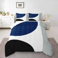 thumbnail image 2 of Erosebridal Modern Abstract Bedding Full Comforter Set, Black White Gray Navy Blue Down Comforter Breathable 3pcs, 2 of 8