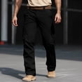 thumbnail image 2 of oqasdz Mens Cargo Pants Casual Waist Color Sports Hat Woven Pocket Foot Rope Solid Pants Street Cargo Tie Mens Cargo Pants, 2 of 5