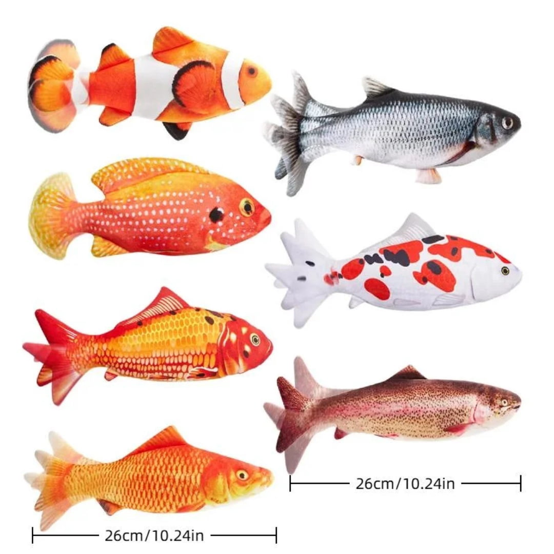 Moving Flopping Floppy Fish & Kitten Kicker Cat Toy Fish Shape (7 Pack)