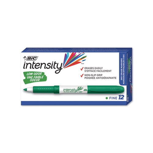 Intensity Low Odor Dry Erase Marker Fine Bullet Tip, Green, Dozen