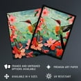 thumbnail image 2 of Hummingbird and Pink Hibiscus Flowers Colourful Textile Quilt Design with Spring Blooms Art Print Framed Poster Wall Decor 12x16 inch, 2 of 5