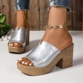 thumbnail image 4 of Dakaela Women's Chunky Heeled Sandal Leather Platform Wedge Slides Arch Support Dress Slip on Pumps, 4 of 7