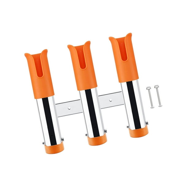 Soporte para caña de pescar de 3 líneas, soporte para caña de pescar, herramienta para aparejos de pesca, acero inoxidable Naranja