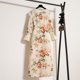 thumbnail image 4 of Vestido de gasa con cinturón de manga larga con estampado floral y cuello redondo para mujer Pompotops  hdfakjf3030, 4 of 7
