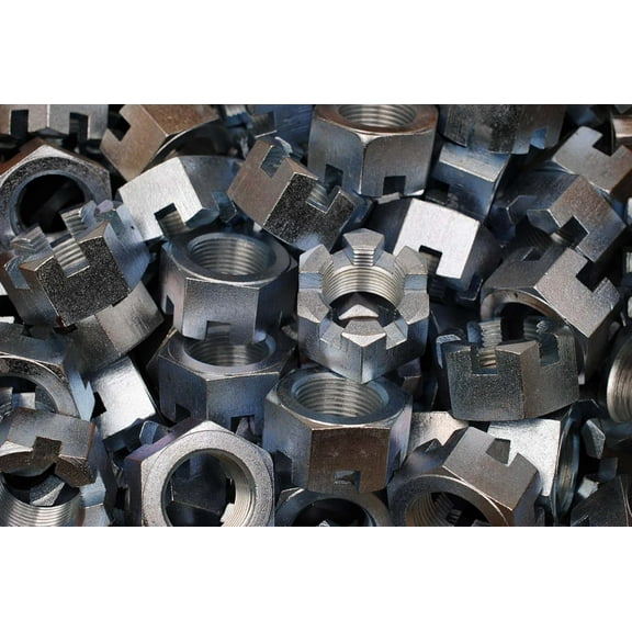 Slotted  Castle Nuts 1-1/4-12 Fine Thread Zinc Plated 1-1/4"-12
