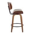 thumbnail image 2 of Lombardi 26" Mid-Century Modern Fixed-Height Counter Stool with Swivel in Walnut Wood and Cream Faux Leather with Round Black Metal Footrest by LumiSource - Set of 2, 2 of 4