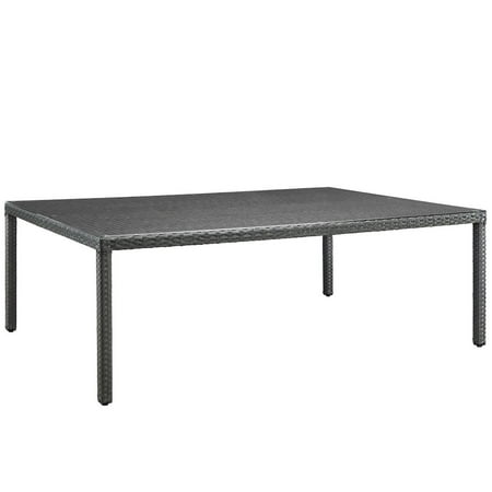 Modway Sojourn 90" Outdoor Patio Dining Table in Chocolate
