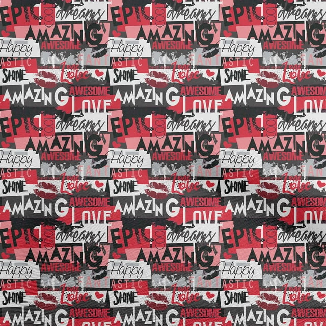 oneOone Cotton Flex Red Fabric Writing Font Sewing Material Print Fabric By The Yard 40 Inch Wide