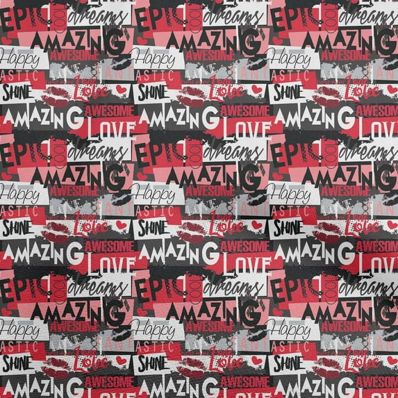 oneOone Cotton Cambric Red Fabric Writing Font Sewing Fabric By The Yard Printed Diy Clothing Sewing Supplies 56 Inch Wide