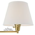 thumbnail image 3 of 360 Lighting Clement Modern Swing Arm Wall Lamps Set of 2 Warm Gold Plug-in Light Fixture White Linen Shade for Bedroom Bedside Living Room Reading, 3 of 9