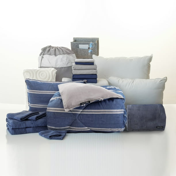 OCM Dorm Room Designer Comfort Pak in Keller Blue, Twin XL Comforter, 2