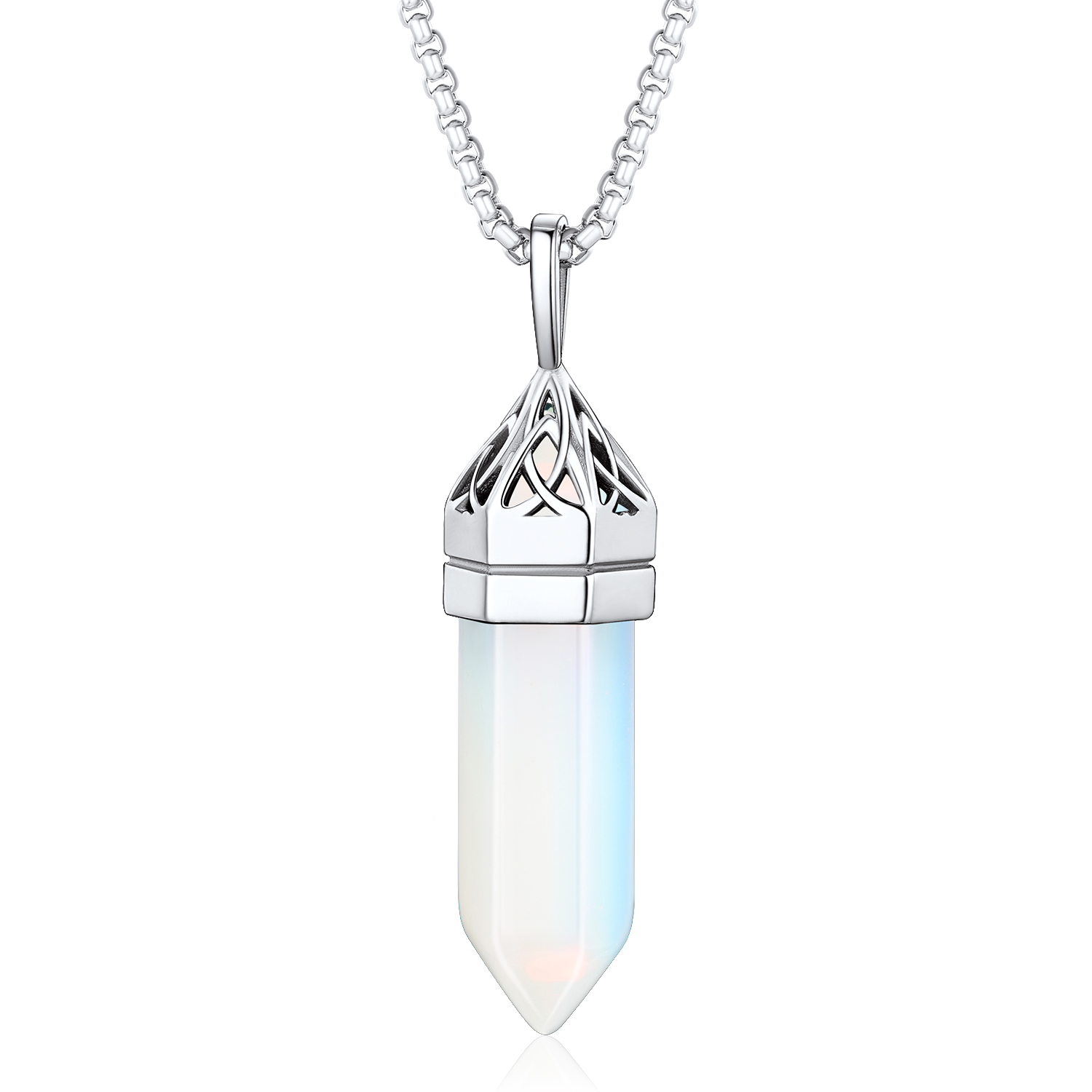 Bestyle Synthetic Moonstone Hexagonal Birthstone Necklace