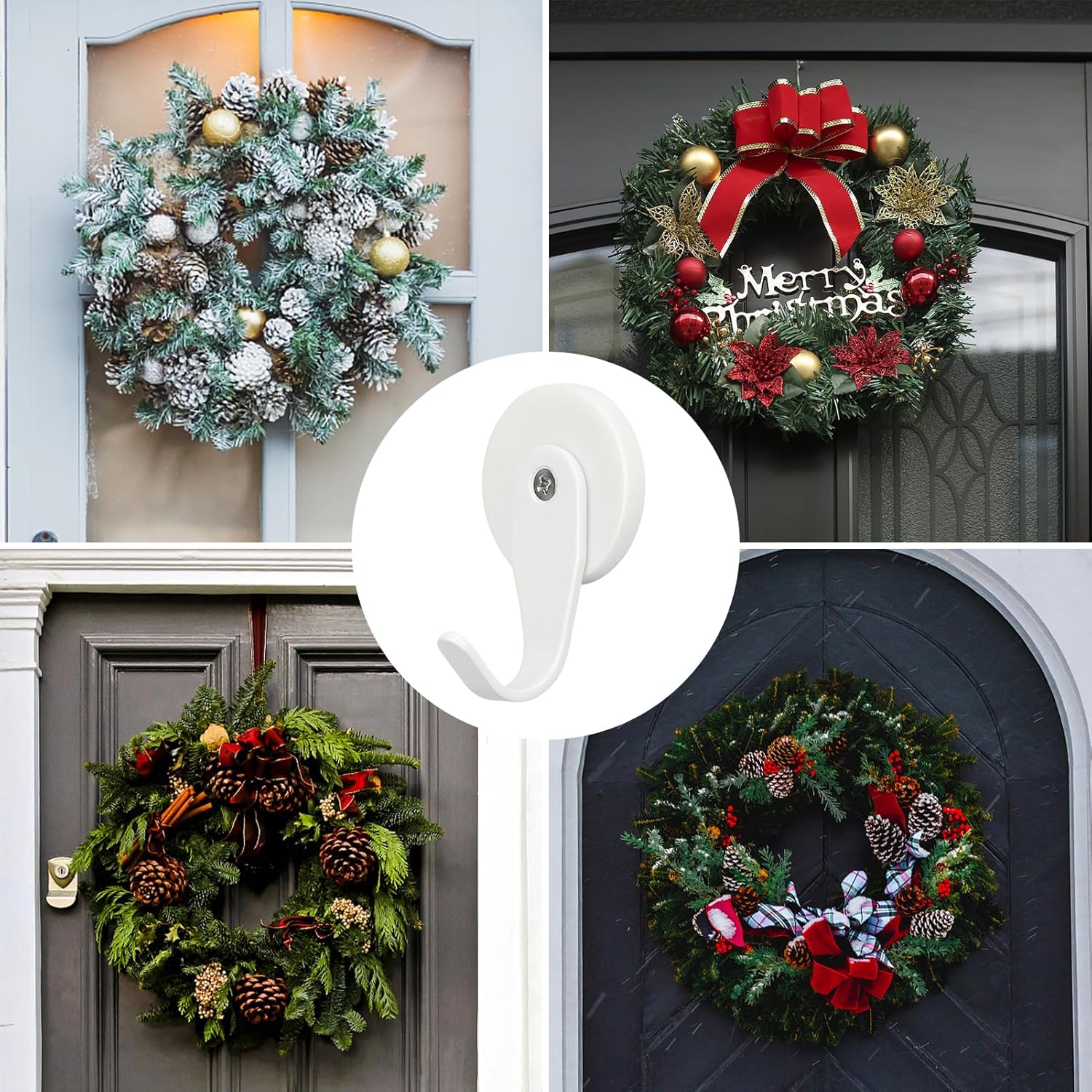 Magnetic Wreath Hanger, 2 Pack Heavy Duty Magnets with Hook for Refrigerator, Christmas Decoration Magnetic Hooks for Metal Front Door, Cruise Hook Hanger for Hanging Cabins Grill Coat