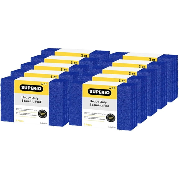 Scouring Pad Non-Scratching Scrubber Non-Scratch Cleaning Scrub Pads Heavy Duty Scouring Pad Reusable Kitchen Scrubbing Pad Pack of 30 Blue, by Superio