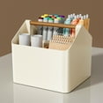 thumbnail image 6 of Hovmgk Desktop Organizer with Large Capacity, Compartmentalized Stationery Sundry Storage Box for Office & Home, Multi-Functional Desk Organizer, White & Yellow, Space-Saving Solution, 6 of 6