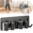 thumbnail image 3 of Clearance Under $5 | Mop and Broom Holder Wall Mount, 304 Stainless Steel Utility Rack with Adhesive No-Drill Installation for Kitchen, Laundry, and Bathroom, Black, 3 of 9