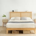 thumbnail image 4 of Natural Rattan Platform Queen Bed Frame with Storage Headboard, Noise-Free Design, Mattress Foundation, No Box Spring Required, 4 of 8
