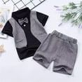 thumbnail image 5 of Ulitacool Outfits For Boy Summer O Neck Cartoon Pattern Short Sleeve Tops Shorts Retro Toddler Playsuit 12-24 Months Black, 5 of 5