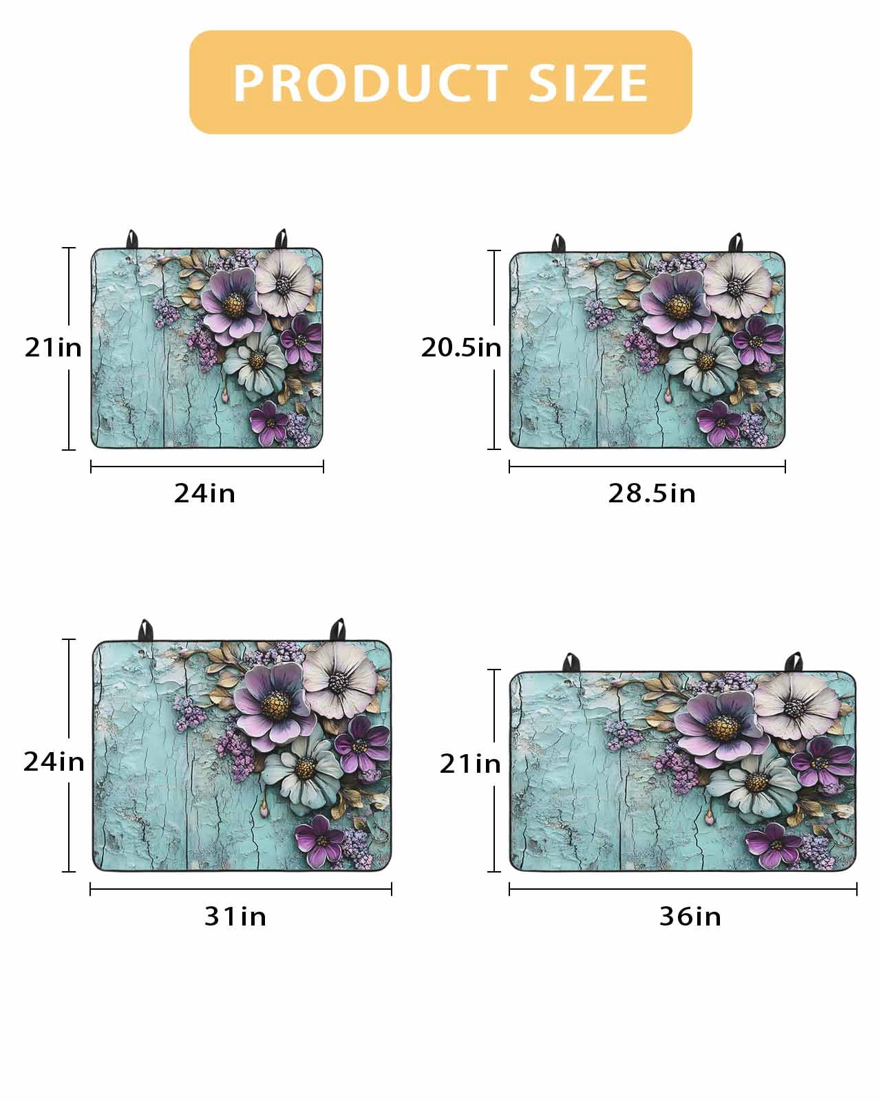 nqOlkjepod Large Induction Cooktop Protector Mat 36"x21", Retro Flower Stove Top Covers for Electric Stove, Blue Walls Mottled Vintage Country Farm Stove Burner Cover Mats, Glass Top Stove Cover