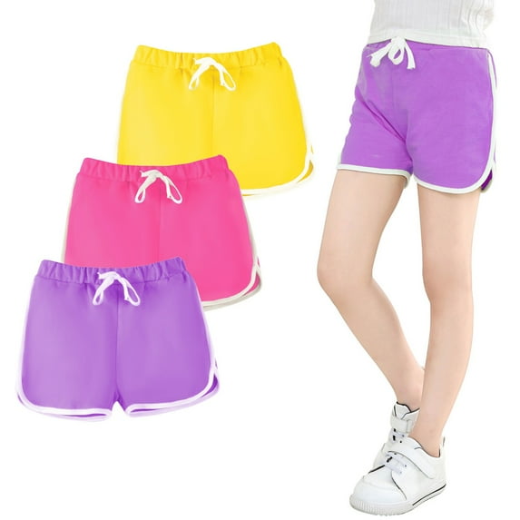 3 PCS Girls Boys Running Athletic Shorts Dance Sport Shorts Summer Workout Shorts for Toddler Kids