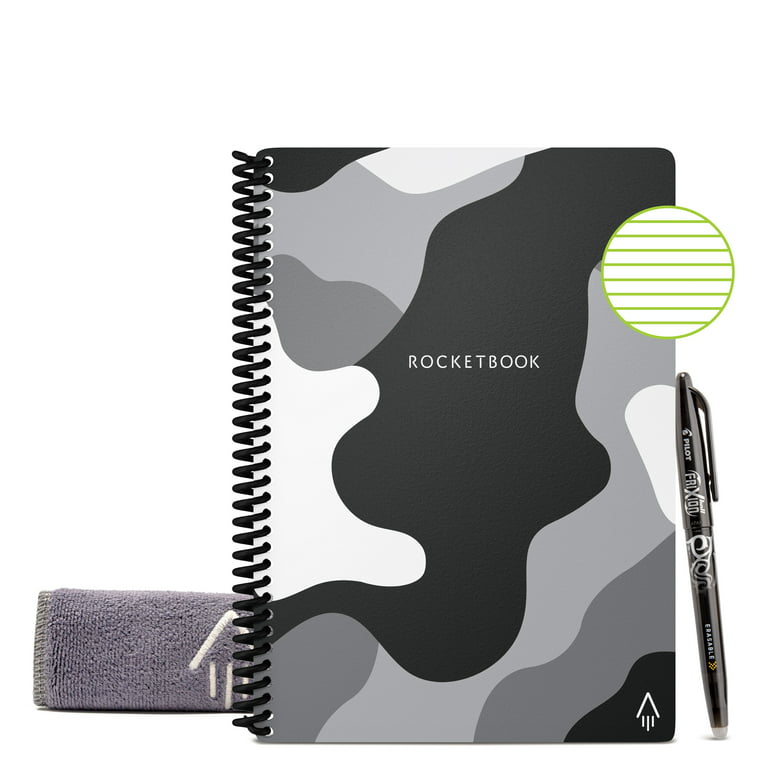 Rocketbook Smart Reusable Notebook, Flip Executive Size Spiral Notebook,  Gray, (6 x 8.8)