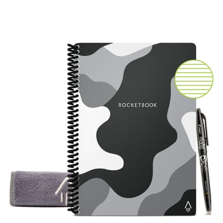 Rocketbook Core Smart Reusable Notebook - Camo - Executive Size Eco-friendly Notebook (6" x 8.8")- 36 Lined Pages - Includes 1 Pen and Microfiber Cloth