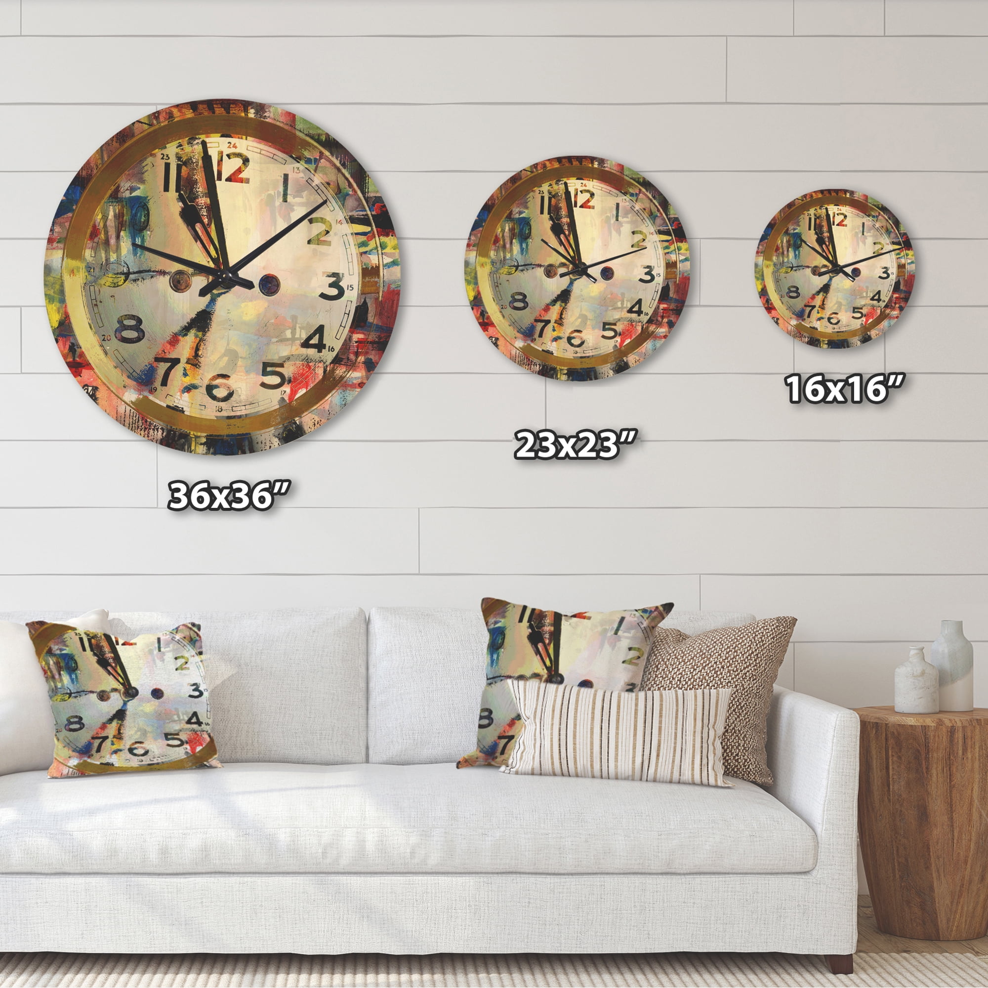 Designart 'Time and People Acrylic' Modern Wood Wall Clock