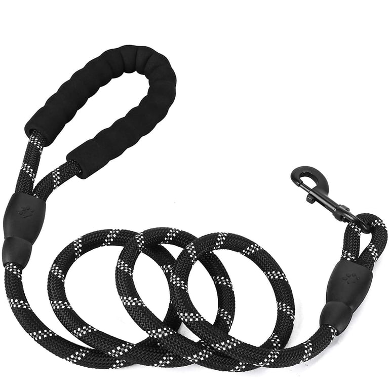Cowin Rope Dog Leash with Padded Handle, 6.5 ft, Black photo 1