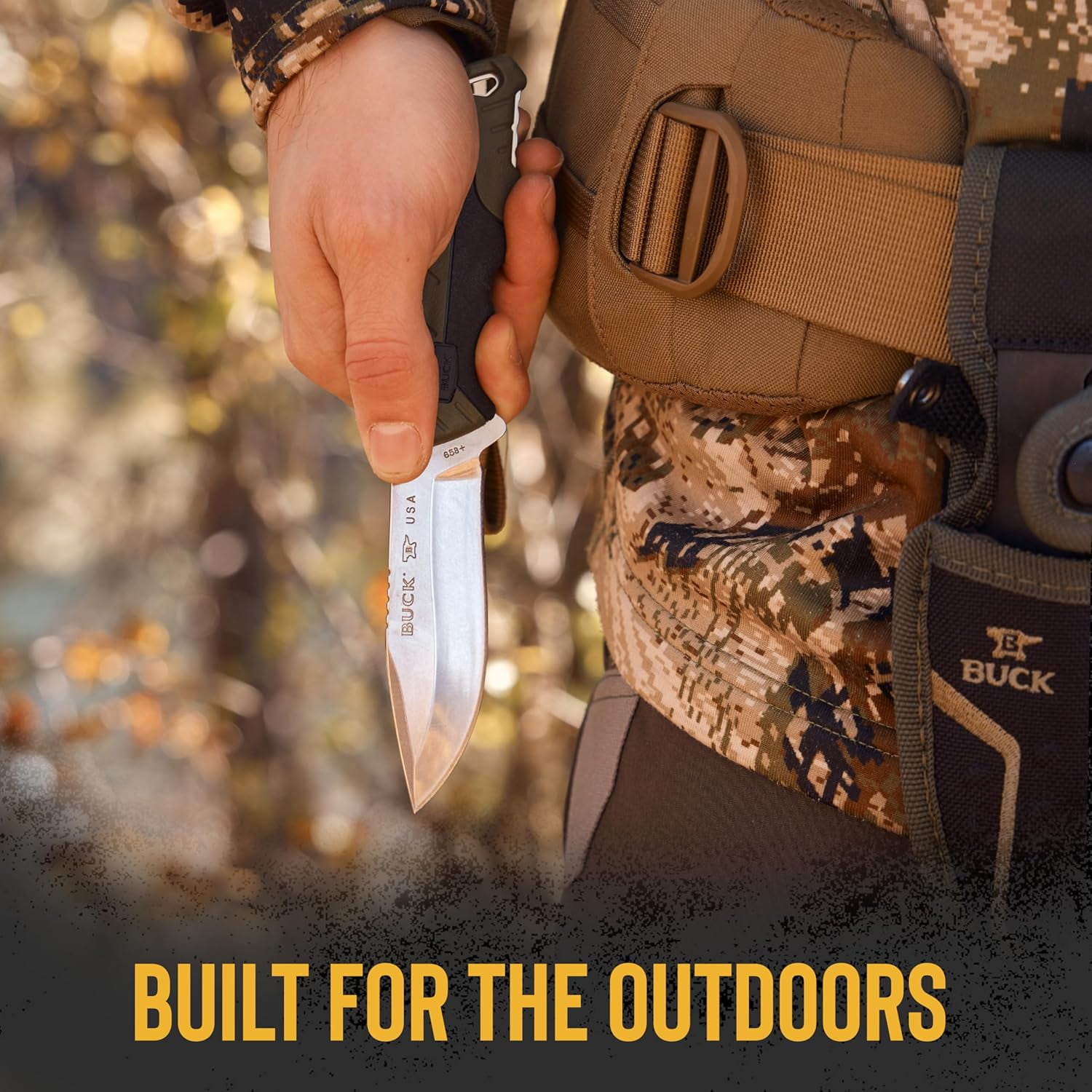 Buck Knives 658 Small Pursuit Hunting Knife, 3-3/4" Fixed Blade, Nylon Handle, Green, 3.3 oz