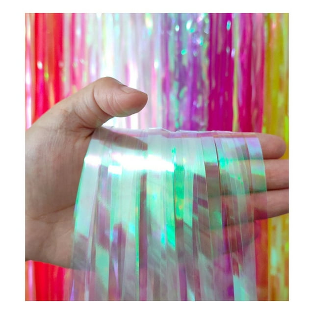 Backdrop Laser Rain Curtain Metallic Laser Rain Curtain for Baby Shower Wedding Birthday