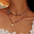 thumbnail image 2 of Collar De Perlas Boho, Collar De Cadena De Cuentas Coloridas Con Colgante De Concha, Collar De Disfraz Bohemio, Joyería Para Mujeres Y Niñas Advancent AP005796-00, 2 of 6