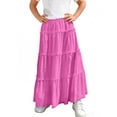 thumbnail image 7 of ZOYOEN Girls Eyelet Ruffled Skirts- Casual Cute Elastic Waist Trendy Kids Maxi Skirt Hot Pink Size 4-14, 7 of 7