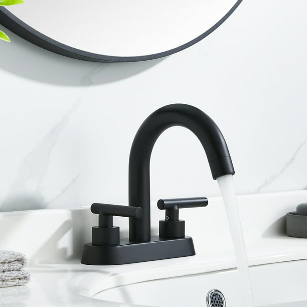 Kes Black Brass Bathroom Sink Faucet 4, Black Bathroom Faucet Set