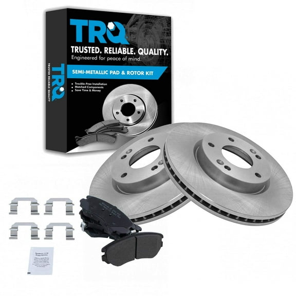 TRQ Front Brake Pad & Rotor Kit Brake Pads Brake Rotor Semi-Metallic Fits Select 2006-2010 Hyundai Sonata 2003-2008 Tiburon 2005-2009 Tucson Kia Optima 2012-2013 Soul 2005-2010 Sportage