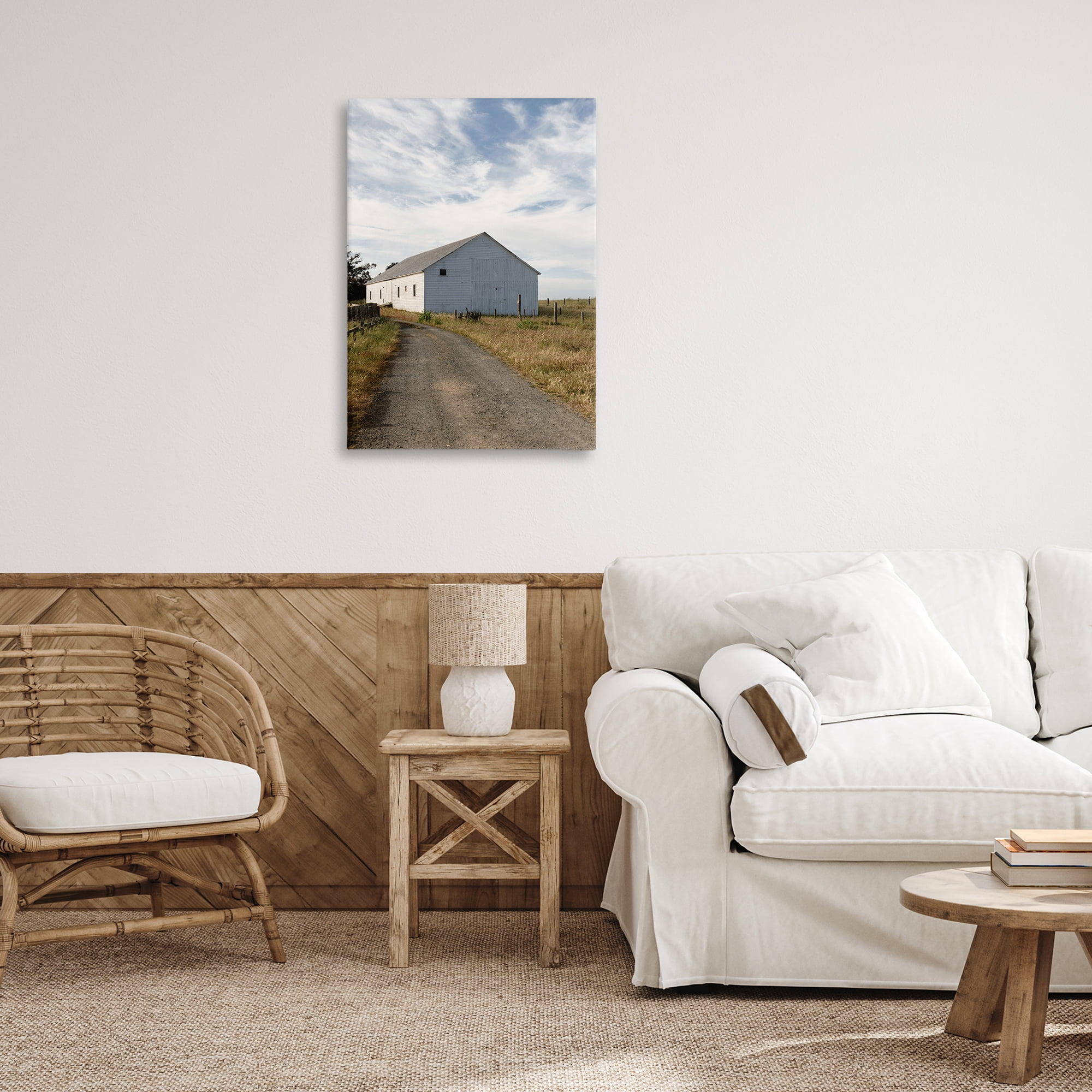 Stupell Industries Receding Road to Barn Landscape & Nature Photography Wrapped Canvas Art Print Wall Art, 20 x 30