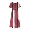 thumbnail image 4 of FAIWAD Robe à Manches Courtes pour Femme Grande Taille, à Blocs de Couleur, Robe d'Été Décontractée, Fluide, Coupe Trapèze, avec Poches, 4 of 4