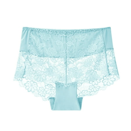 Exclusive Price: Women s Lace Panties  Sexy Plus Size Underwear  Medium-high Waist Thin Summer Briefs for Women SOPATENOR Blue 3XL