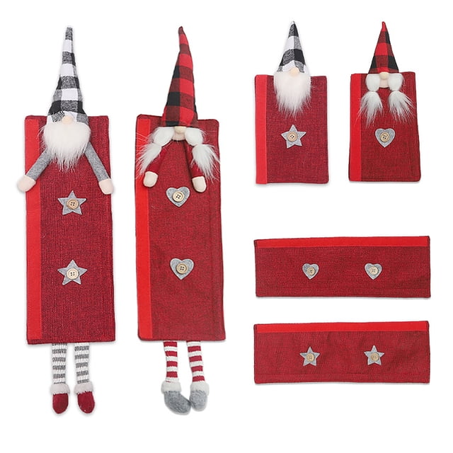 Bearachild 6 unidades/juego de cubiertas navideñas para manijas de refrigerador, protectores de perilla sin rostro de arpillera, lavavajillas para el Kits de decoración para fiestas Bearachild HA008914-00