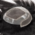 thumbnail image 4 of Toupee for Men Fine French Lace with PU Around Mens Breathable Male Hair Prosthesis 120% Density Real Human Hair Replacement System( #1B), 4 of 6
