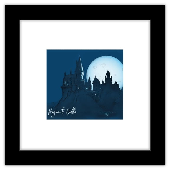 Gallery Pops Harry Potter - Glimmer Hogwarts Castle Wall Art, Black Framed Version, 12" x 12"