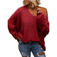 thumbnail image 2 of Sherrylily Womens V Neck Oversized Pullover Tops Long Sleeve Knit Loose Sweater, 2 of 3