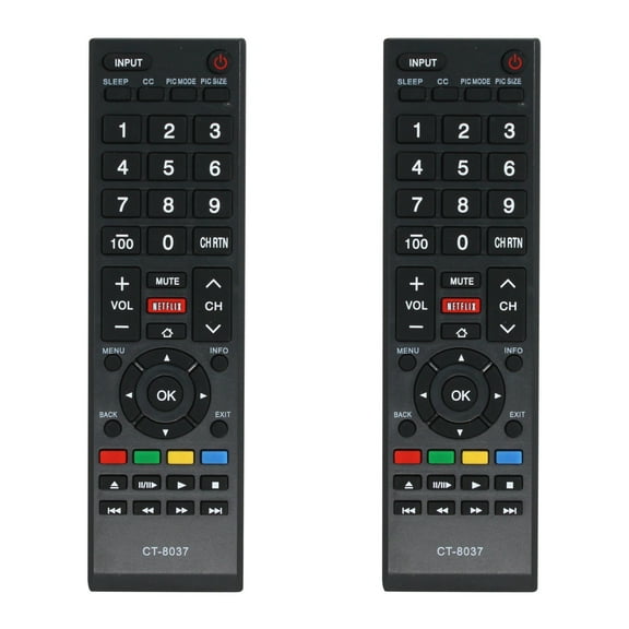 2-Pack CT-8037 Remote Control Replacement - Compatible with Toshiba 40L3400U TV