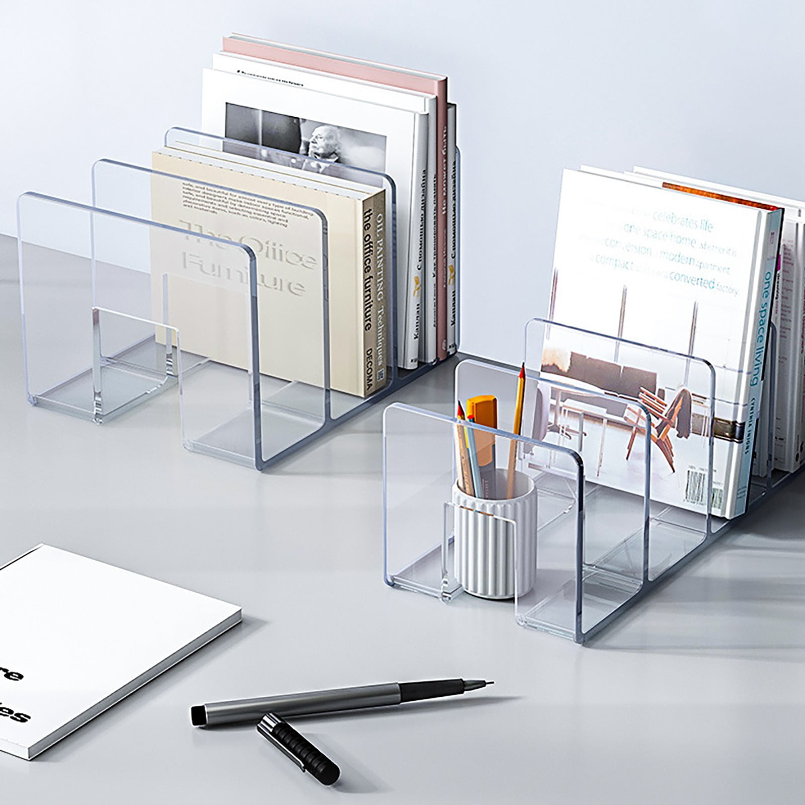 Acrylic File Organizer For Desk Desktop Document/Mail Organizer 3 Compartments Plastics Bookshelf Floating Office cabinet