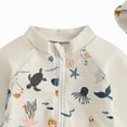 thumbnail image 5 of NOLDARES Toddler Infant Baby Boys Swimsuit Kids Rash Guard One Piece Newborn Zipper Bathing Suit Swimwear with Hat(White,0-3 Months), 5 of 7