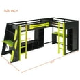 thumbnail image 2 of Harper & Bright Designs L-Shaped Gaming Loft Bed with Desks, Double Twin Loft Beds with LED Lights, USB Ports, Storage Bookshelves, Wood Corner Loft Bed for 2, Green, 2 of 18