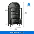 thumbnail image 5 of DEXTRUS Arched Storage Display Cabinet with LED Lights & Glass Doors, Kitchen Pantry Cabinet, Black, 5 of 8