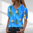 thumbnail image 2 of ZMHEGW Women's Funky Hawaiian Shirt Blouse Frontpocket Leaves Flowers Palm Print Top, 2 of 6