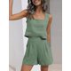 thumbnail image 2 of Conjuntos de 2 piezas para mujer, conjunto de pantalones cortos de lino y top corto para vacaciones de verano, 2 of 4
