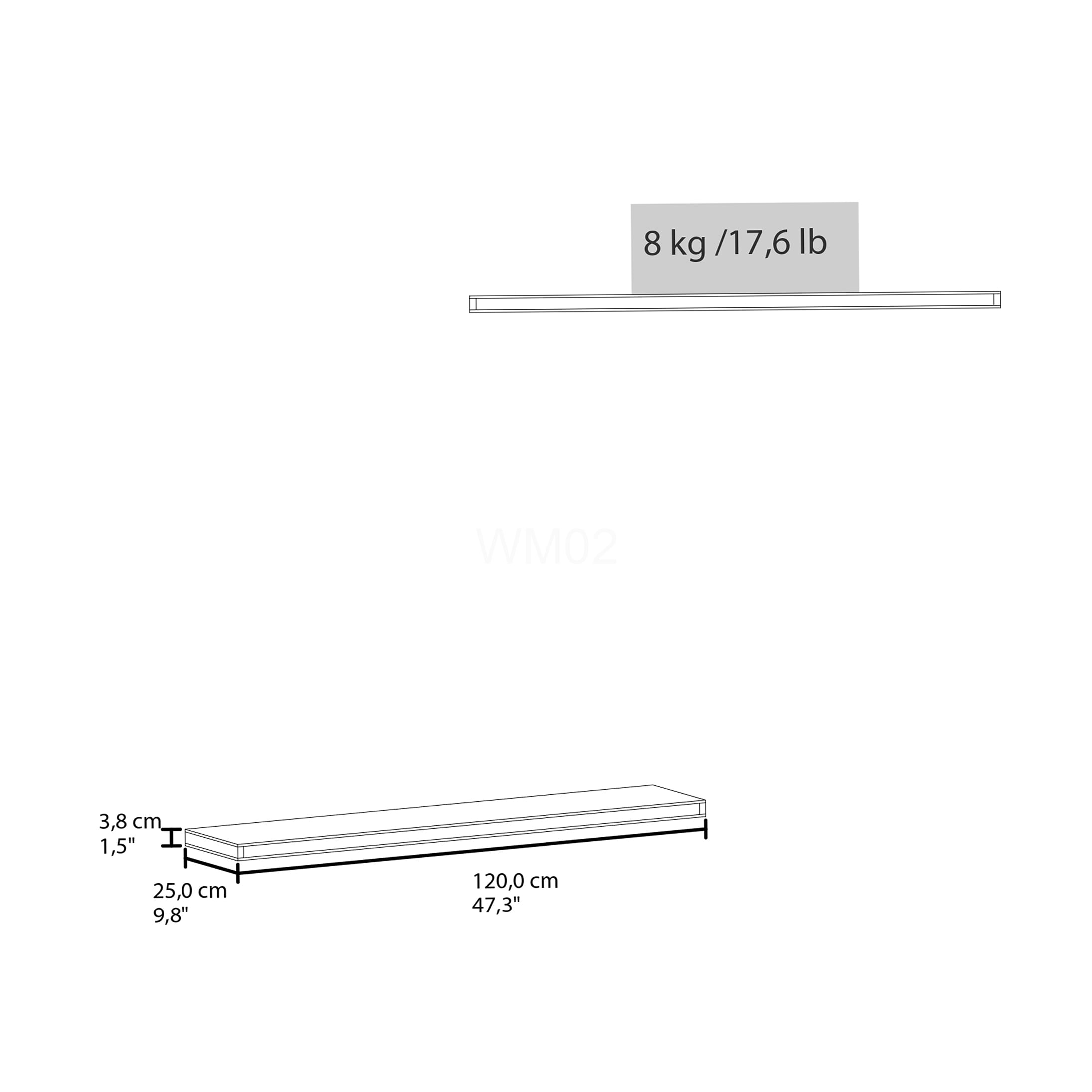 Set of 2 Floating Wall Shelves 47 inch, Modern Gray MDF Storage Shelves for Living Room, Bedroom, Bathroom Decor