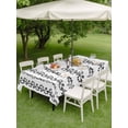 thumbnail image 4 of Outdoor Tablecloth with Umbrella Hole for Patio/Picnic/Party/Camping, Black Spring Leaves Waterproof Table Cloth Rectangle Table Cover Washable, Pastoral Botanical Striped Flowers (60"x 102"), 4 of 8